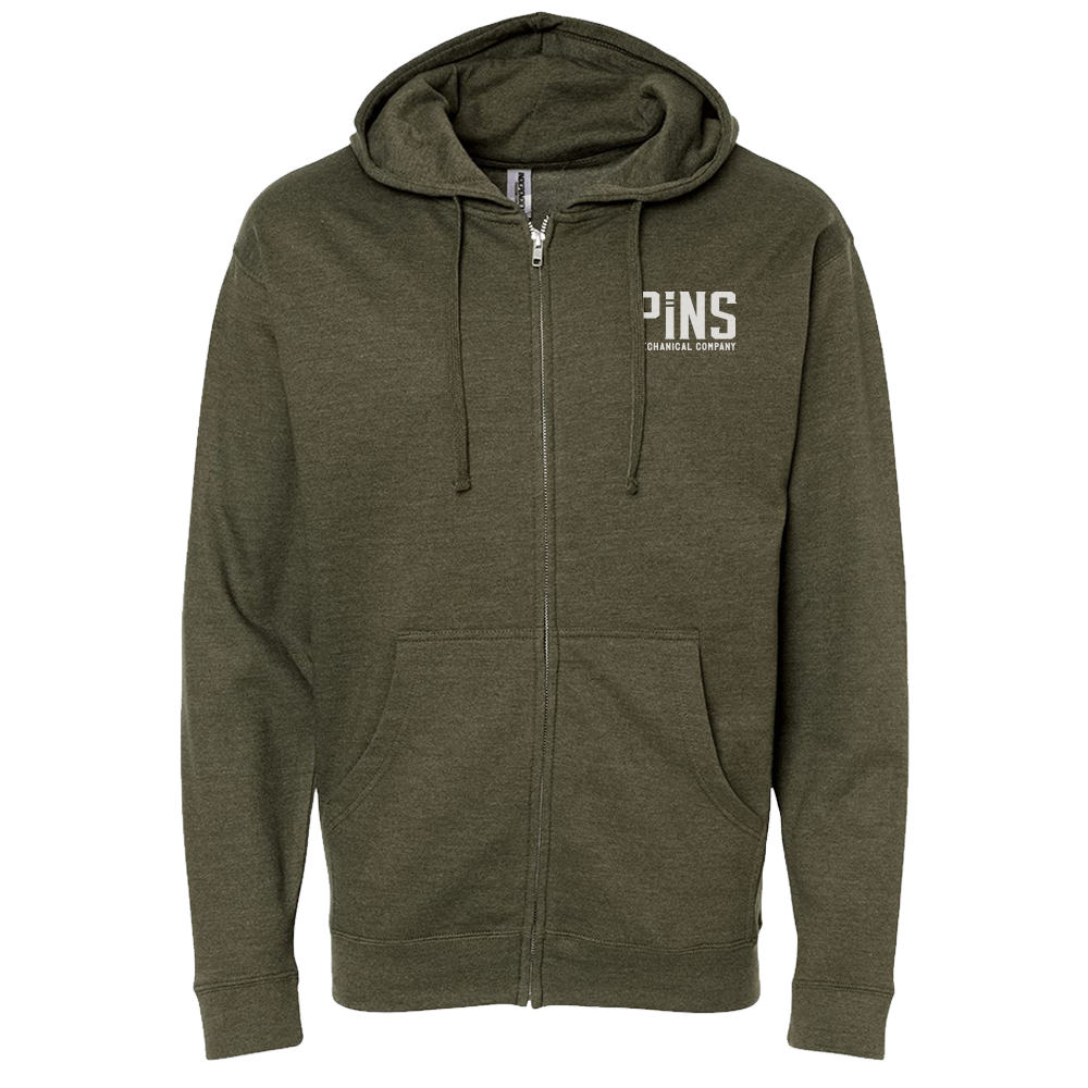 PiNS Panther Army Green Zip Hoodie — PiNS Mechanical Company Pins